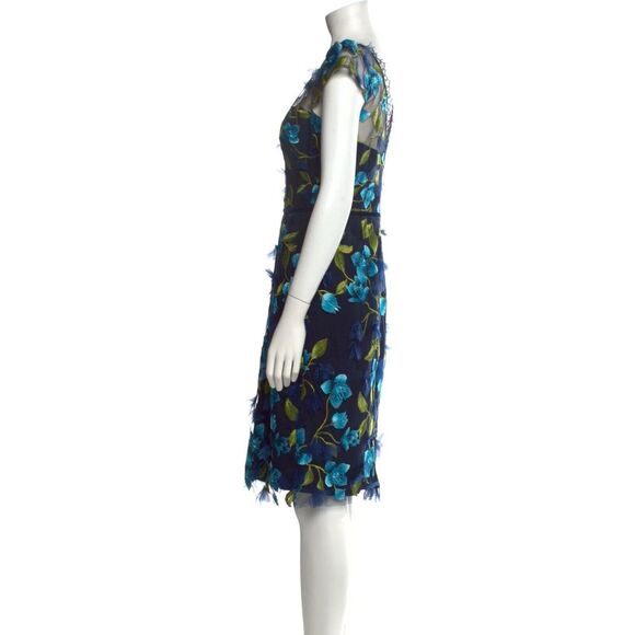 Marchesa Notte Floral Print Knee-Length Dress - Picture 3 of 9